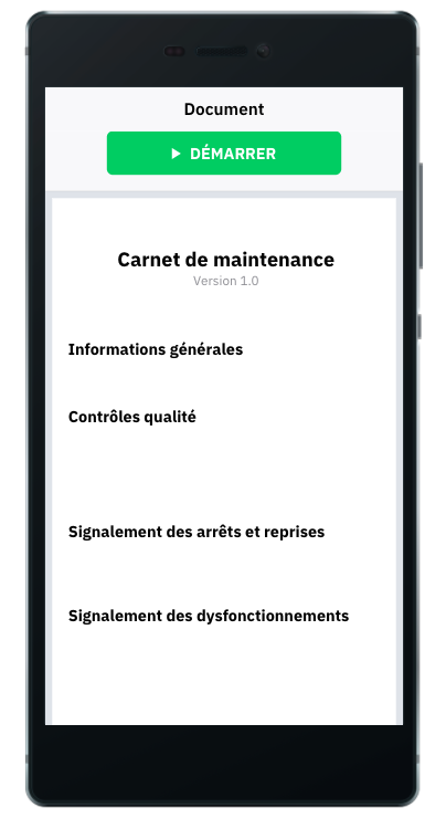 Carnet de maintenance. Application Mobile