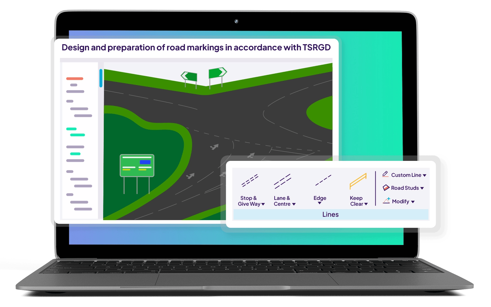 Road markings and traffic sign software for major projects